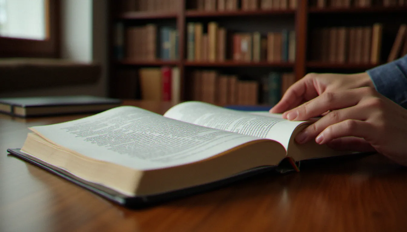 Mains feuilletant un ouvrage de psychologie dans une bibliothèque, illustrant les fondements scientifiques et éthiques explorés sur amou-daria