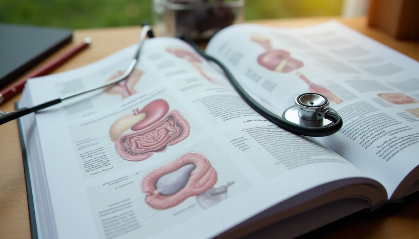 Manuel d'anatomie médicale ouvert sur des schémas du système digestif, illustrant l'étude anatomique de l'anus et de ses structures