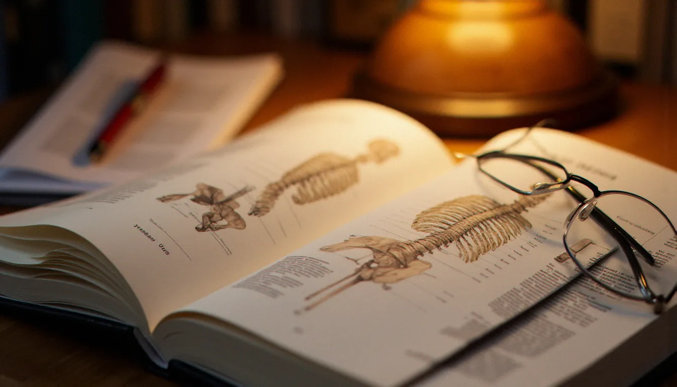 Livre d'anatomie ouvert sur des schémas de la colonne vertébrale et du bassin, représentant les contraintes anatomiques de l'autocunnilingus
