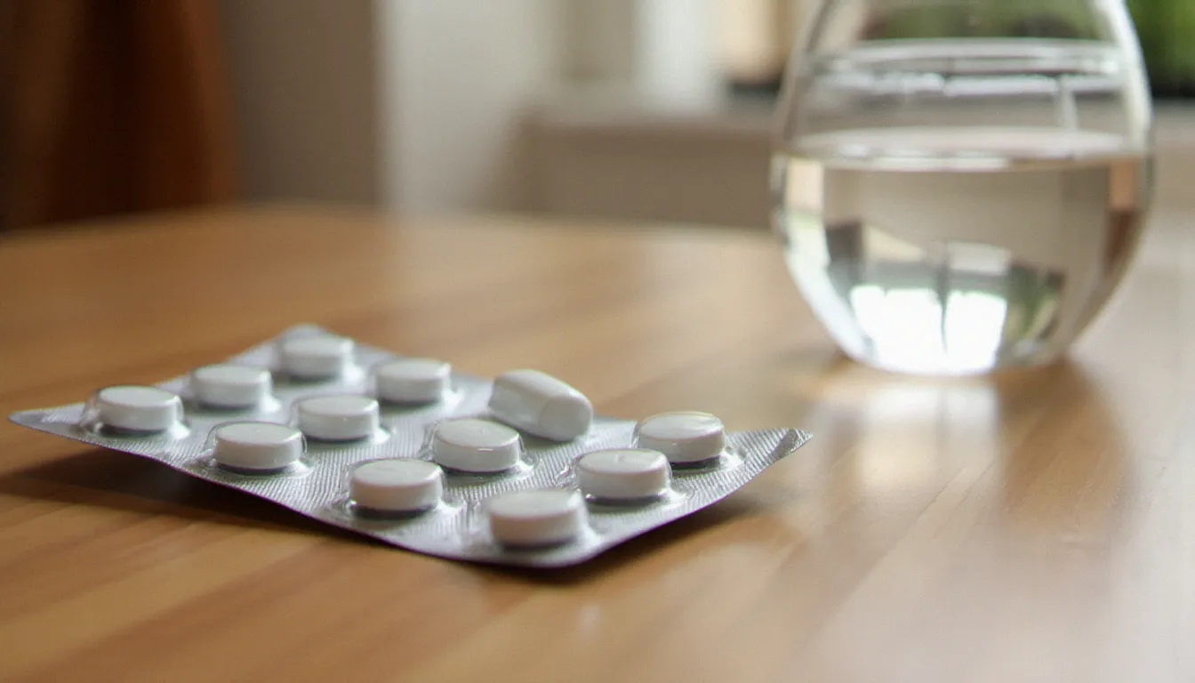 Plaquette de médicaments journaliers posée sur une surface en bois, illustrant l'usage de la PrEP comme outil de prévention dans le contexte du barebacking