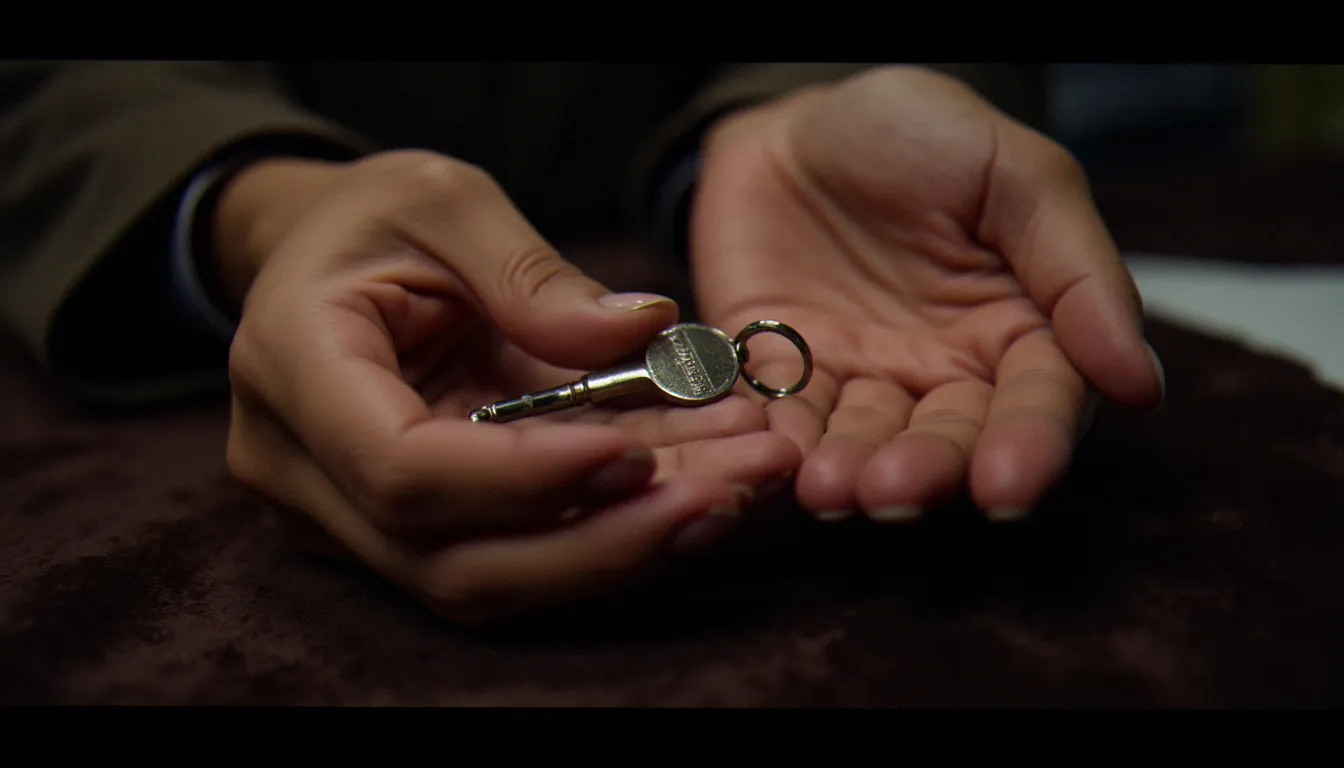 Mains échangeant une clé symbolique sur velours sombre, métaphore du consentement et de la confiance au cœur du BDSM