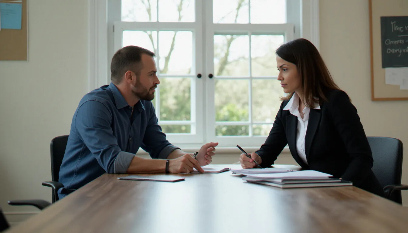 Entretien de négociation préalable entre une dominatrice professionnelle et son sujet avant une rencontre dominante