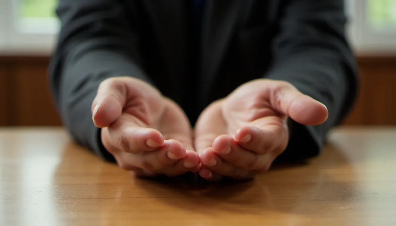 Deux mains posées l'une sur l'autre dans un geste de confiance symbolisant le lien entre dominatrice et homme soumis dans une relation BDSM consentie