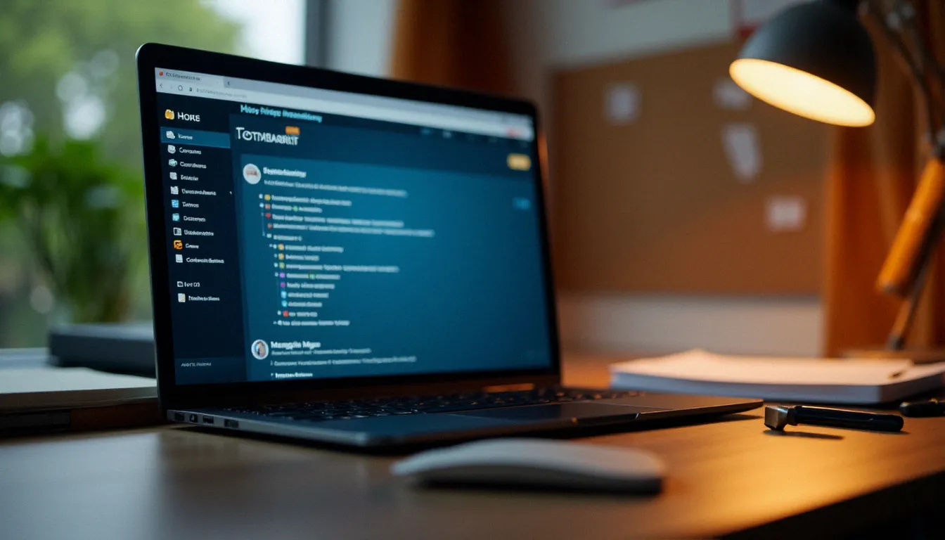 Écran d'ordinateur flou montrant une interface de forum communautaire, symbole des plateformes en ligne dédiées aux sites de soumis
