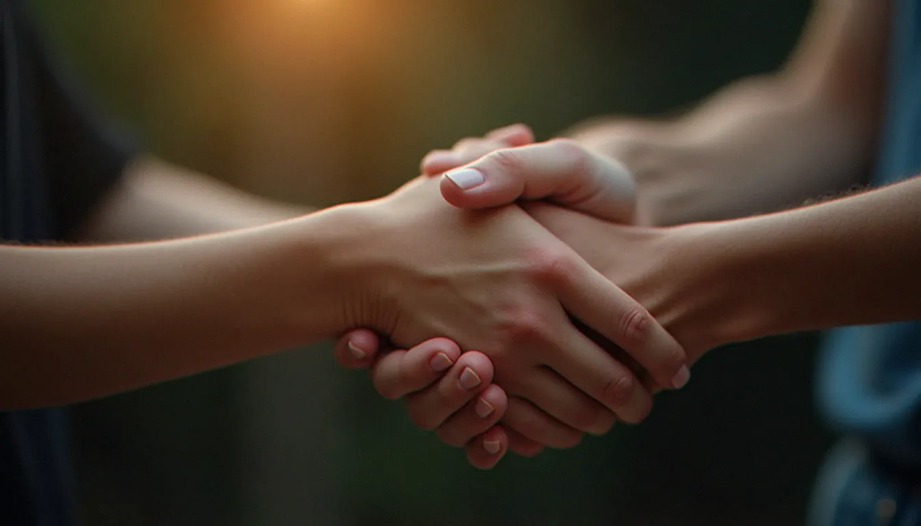 Mains jointes symbolisant la confiance et la connexion dans la relation BDSM