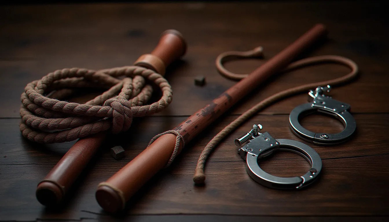 Matériel professionnel de BDSM soigneusement préparé avant une séance